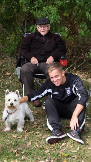 Joel Richards with grandfather Patrick Evans