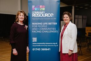 Shropshire Rural Communities Charity has changed its name to Community Resource. In Picture L>R: Shropshire Lord Lieutenant Anna Turner and Julia Baron (Chief Ex)