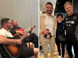 Supporting image for story: Watch as football legend Peter Schmeichel and Shrewsbury musician sing Oasis for the stars of Soccer Aid