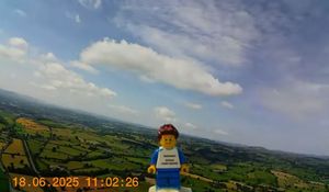 Lego Man Dan falling back to the ground