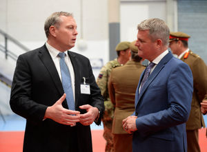 Stuart Andrew talking with Ben Hudson