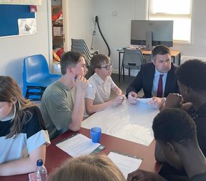 Shaun Davies MP listening to suggestions.