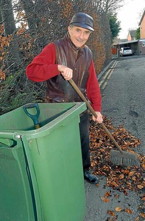 Alan Halldearn, from Newport, has been clearing up leaves for his neighbours
