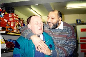 Gurdas and Michael Brown in the 1980s. Michael Brown owned the neighbouring shop in the parade