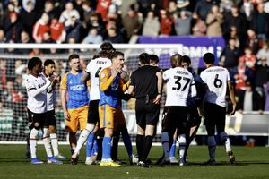 Josh Ruffels was sent off in additional time