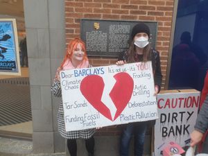 Protesters outside Barclays