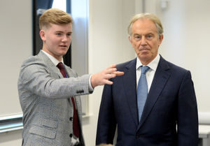 With former student Jaydon Howard, who now works at the college