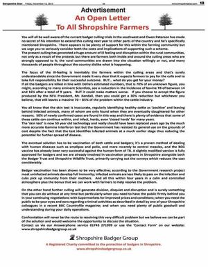 The full-page advert in Friday's Shropshire Star