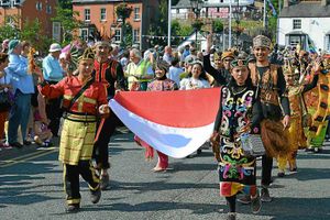 Many nationalities joined the parade through the streets of Llangollen