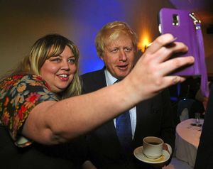Boris Johnson is snapped for a selfie with Helen Smallman