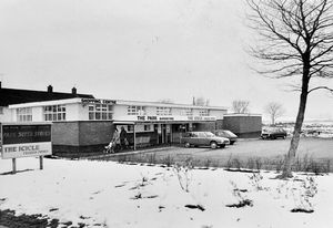 February 26, 1981. The caption reads: 'The Park shopping centre with the controversial development area in the background.' The accompanying story began: 'Oswestry Borough Council has agreed to allow an extension to be built on the site of the old Naafi at Park Hall, despite strong objections from residents. They claim the extension to the newly-opened Park Super Stores, which will include increasing the size of the car park and shops, will mean further development while the council is spending large sums of money to bring the land back to agricultural use.'