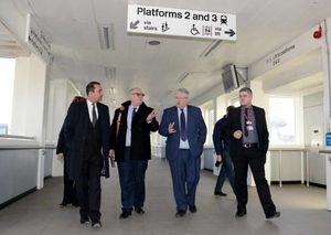 The delegation on the footbridge