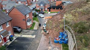 A huge landslide at Haden Cross Drive. 