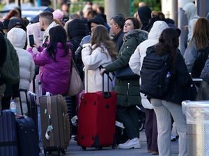 Passengers at Gatwick airport, where flights have been cancelled and delayed after a 'suspected prohibited item' was found in luggage