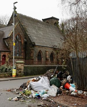 Rubbish, including sofa, mattresses, skip,  caravan and rubble has been dumped on Springvale Street , Ann Street and Ward Street in Willenhall in West Midlands.