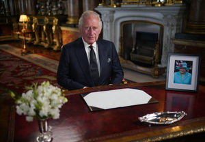 Charles made his first public statement as King on Friday evening. Photo: Yui Mok/PA Wire