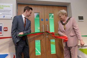 Owen Richards and The Mayor of Sandwell, Barbra Price, officially open the sports hall