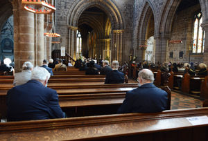 60 people were in socially-distanced attendance for the prayer service