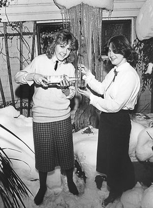 Star journalists Debbie Mansell and Sue Moir use an icicle to cool drinks