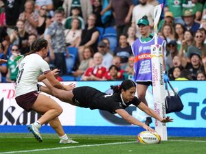 Supporting image for story: Braxton Sorensen-McGee scores hat-trick as World Cup holders NZ thrash Ireland
