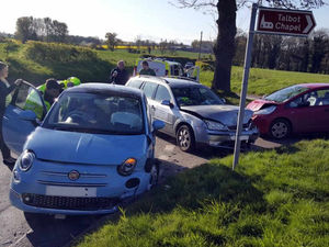 Supporting image for story: Woman taken to hospital after three-car crash near Newport