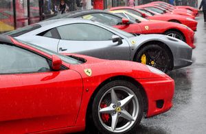 Iconic Ferraris lined the High Street