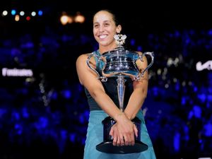 Madison Keys hugs the Daphne Akhurst Memorial Cup