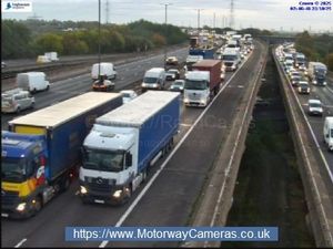 Traffic was seen backed up on both the M5 and M6. Photo: Motorway Cameras