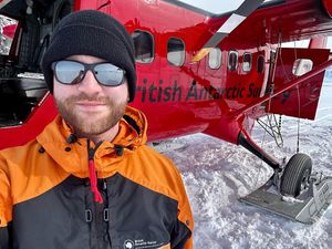 Supporting image for story: The Shropshire man living on an Antarctica research station - responsible for guiding planes onto icy runways