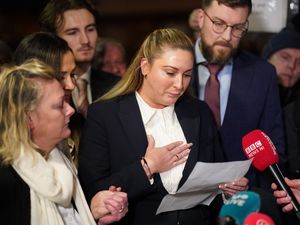 Nikita Hand speaking to the media outside the High Court in Dublin