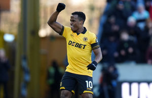 Arias celebrates his first goal in Wolves colours