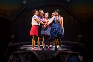 Left to right: Rachelle Diedericks, Sarah Kate Howarth, Faye Christall, Lauren Jacobs and Katy Clayton in The Band. Pic: Matt Crockett