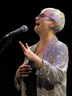 Christine Collister singing songs of Isle of Man myths at The Edge Arts Centre, Much Wenlock. Photo: Tom Foxall