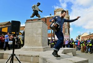 Performances and live music took place next to the Duncan Edwards Statue