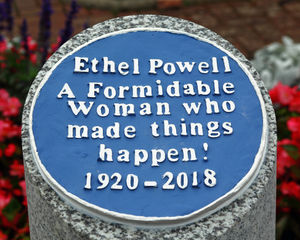 The plaque for Ethel Powell in Cannock town centre
