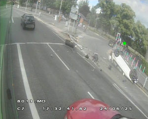 Screen grab taken from CCTV footage 
of Chukwuemeka Ahanonu's overturned car near Leicester Royal Infirmary.