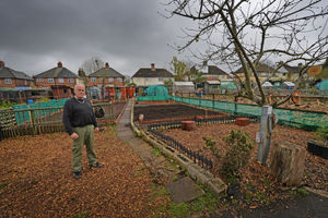 David Collins with his allotment where a stolen item was hidden.