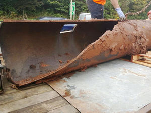 Supporting image for story: 'That's a big hole' - Burst water pipe at the centre of Telford chaos is lifted out the ground