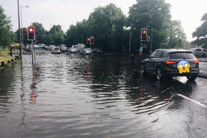 Kinver Police posted this picture of floods at the A449/A458 crossroads in Stourton