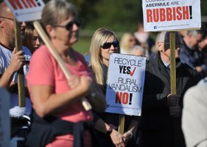 Hundreds of people joined a protest over the recycling centre plans