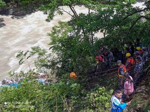Supporting image for story: 14 killed and more missing after pilgrim bus crashes off road in Nepal