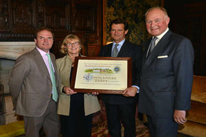 Mr and Mrs Beckett with Lord Dalmeny, left, and Richard Compton