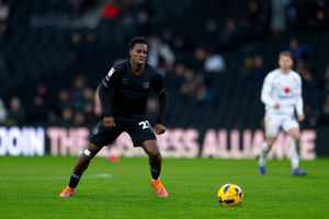 Trey Ogunsuyi during the game between MK Dons and Shrewsbury Town. Picture: SalopPhoto
