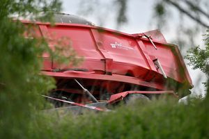 The aftermath of the crash involving a train and a tractor trailer near Leominster. Photo: Steve Leath