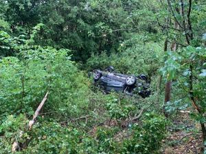 Supporting image for story: Four escape after car rolls down embankment in Shrewsbury