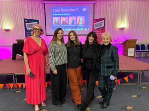 (L-R) Clare Roberts Molloy, Founder and Event organiser of the Wolverhampton International Women’s Day Conference, Charlotte Davies, Conversion Copywriter and Presentation Coach, Olivia Simpson, Managing Director and Co-Founder at SymbioTex, Elizabeth Gooch MBE, award-winning founder and former CEO and Kathy Wheater-Ayre, Head of Business Engagement at Jointing Tech.