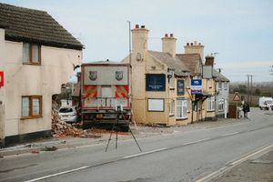 The lorry collided with the Three Fishes pub in Shrewsbury