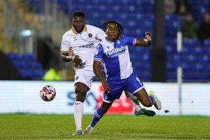 Aaron Pierre of Shrewsbury Town and Promise Omochere of Bristol Rovers (AMA)