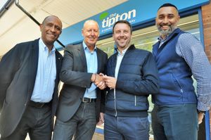 The branch has been refurbished by Esprit UK. Managing director Phil Burke (left) and chief executive Trevor Dubberley are joined by the Tipton’s chief customer officer Richard Groom and head of retail Harjit Singh.