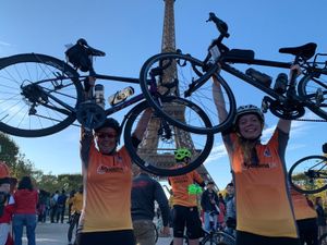 Supporting image for story: Mother fighting cancer cycles 500km to Paris in four days to help fund cure